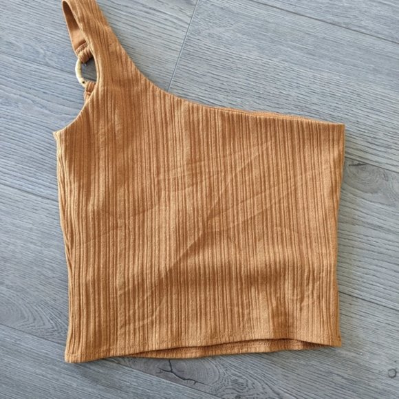 NWT / TOPSHOP / ONE SHOULDER CROP TOP / SIZE 6 / MUSTARD YELLOW - Picture 7 of 8